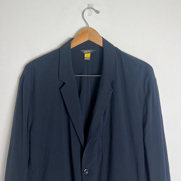Eddie Bauer Mens Navy Blue Lightweight Travex 50 Voyager Travel Blazer Jacket 46 - Picture 2 of 7